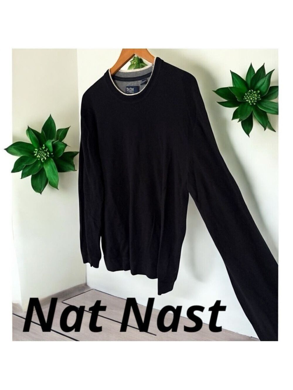 Nat Nast-Men’s large “American Fit” crew neck sweater. Black. Good preowned cond